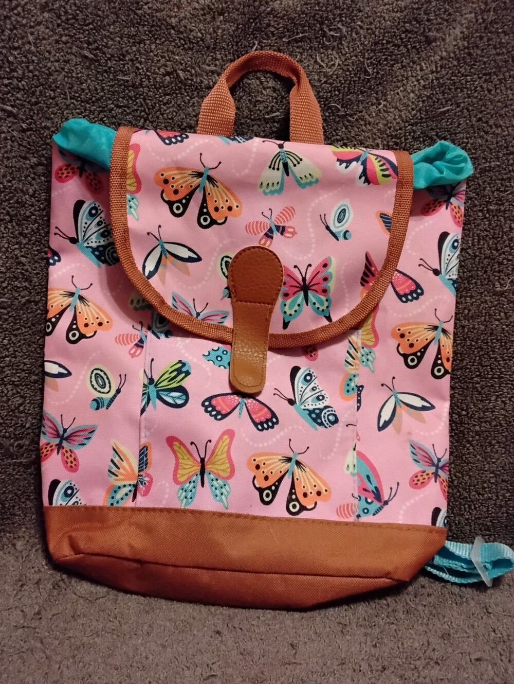 Kids Butterfly Print Pink Backpack - Unbranded